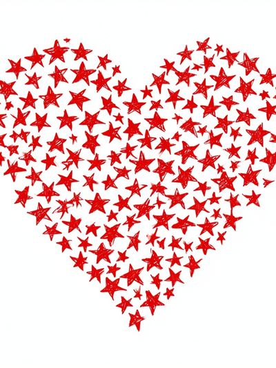 Red Star Heart Typography Print. poster print