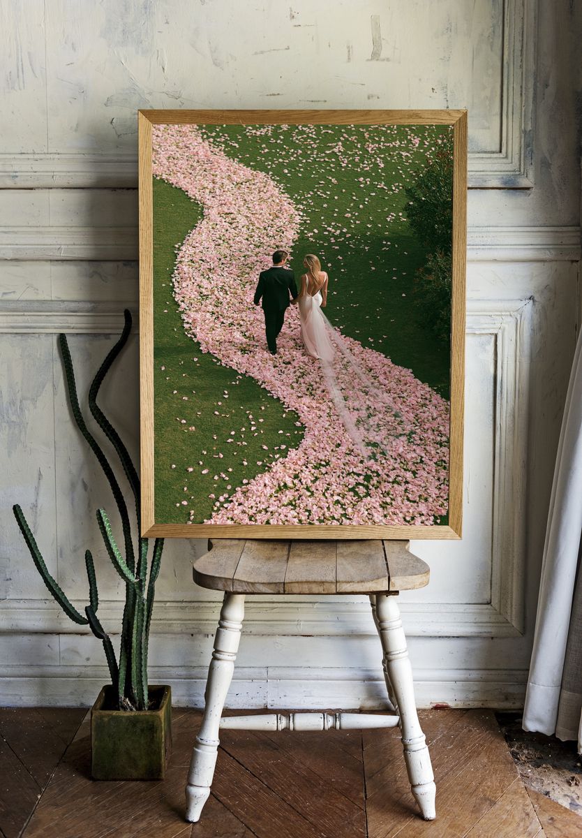 Romantic Petal Path Photography Poster. — room view 1