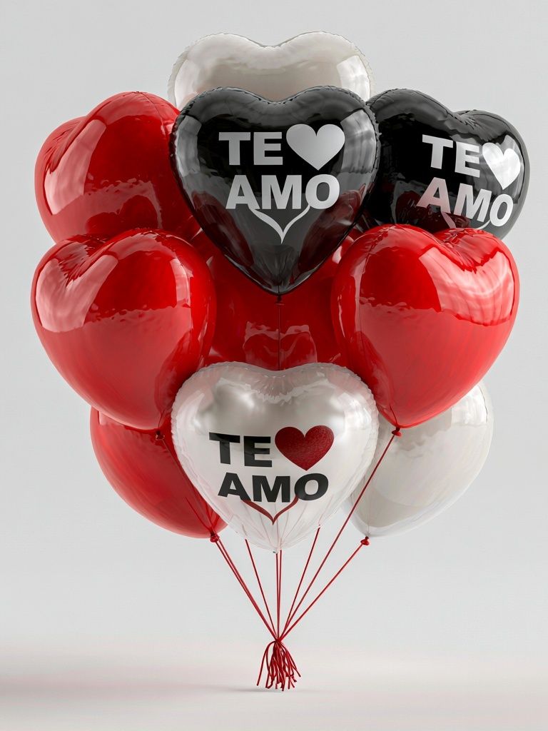 Te Amo Heart Balloons Poster. poster — love-romantic art