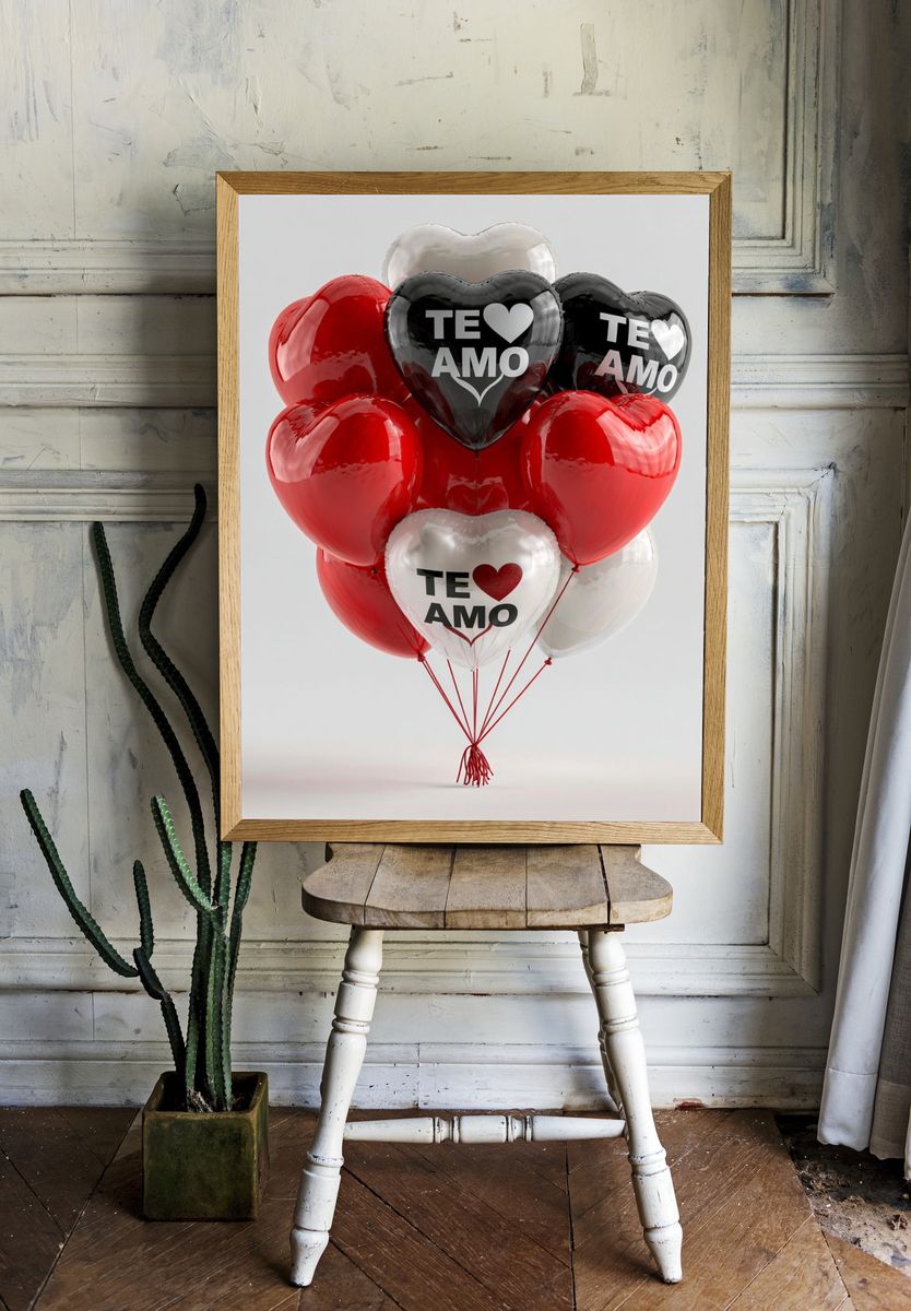 Te Amo Heart Balloons Poster. — room view 1