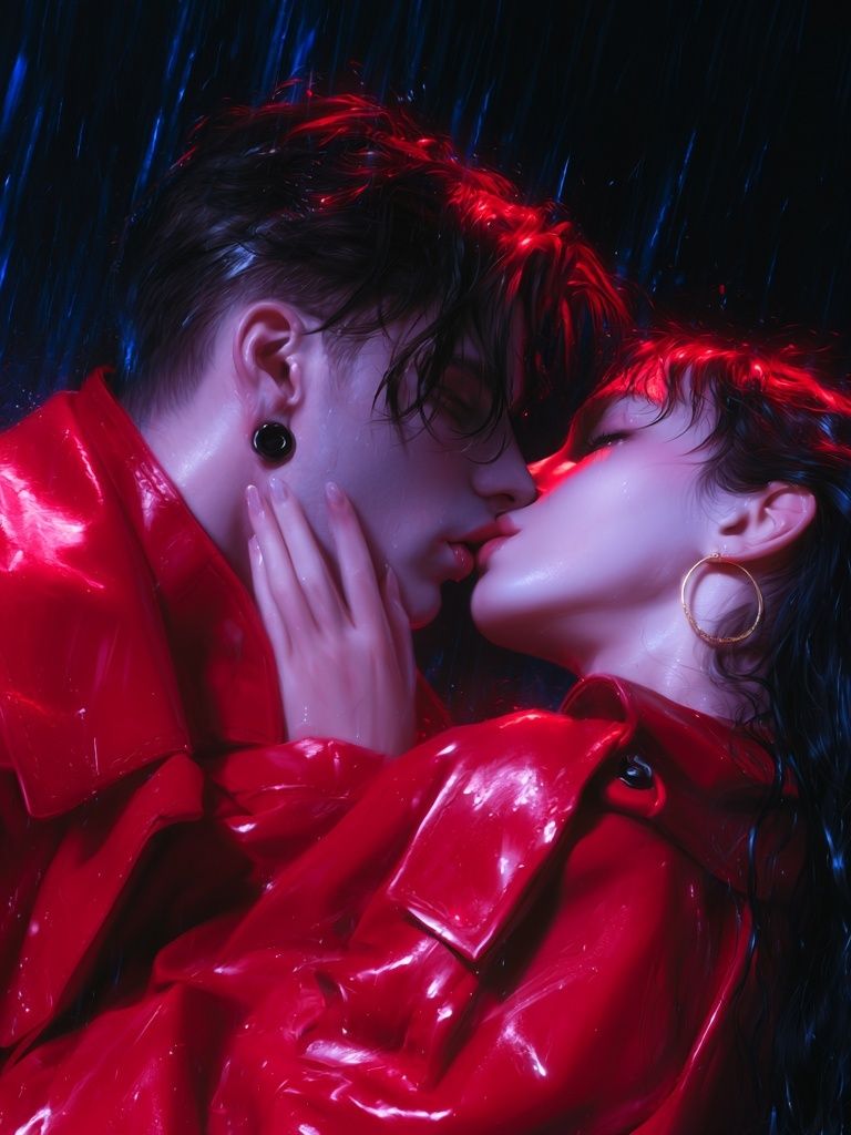 Neon Kiss Portrait Print. poster detail