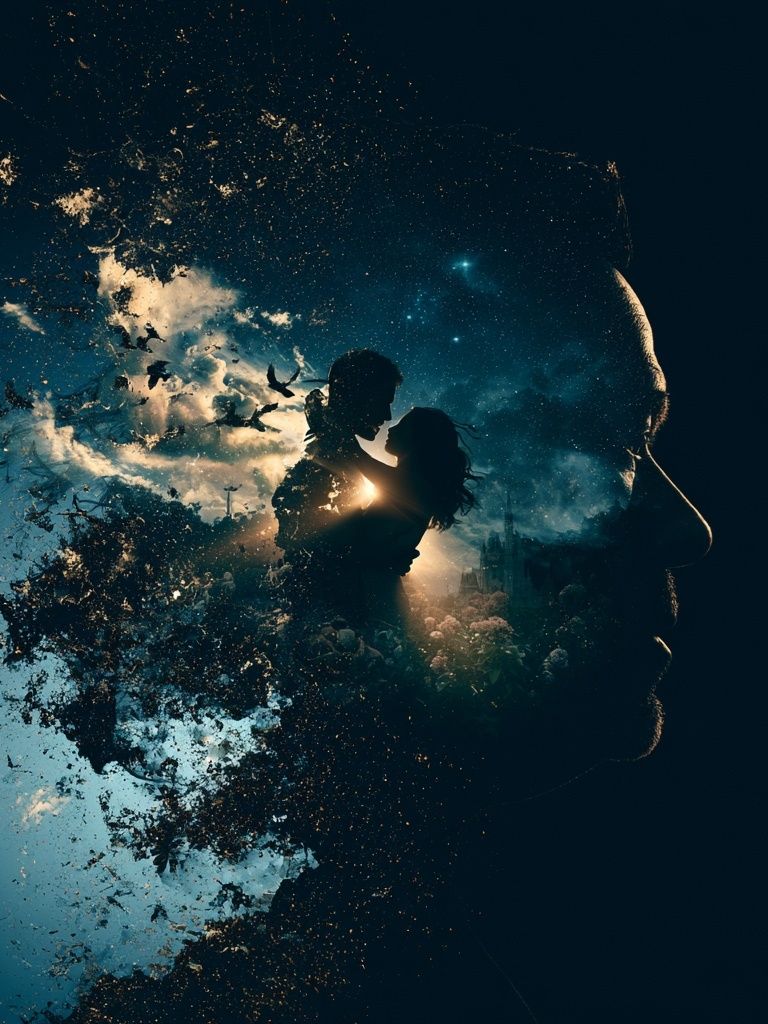 Dreamlike Lovers Silhouette Print. poster detail
