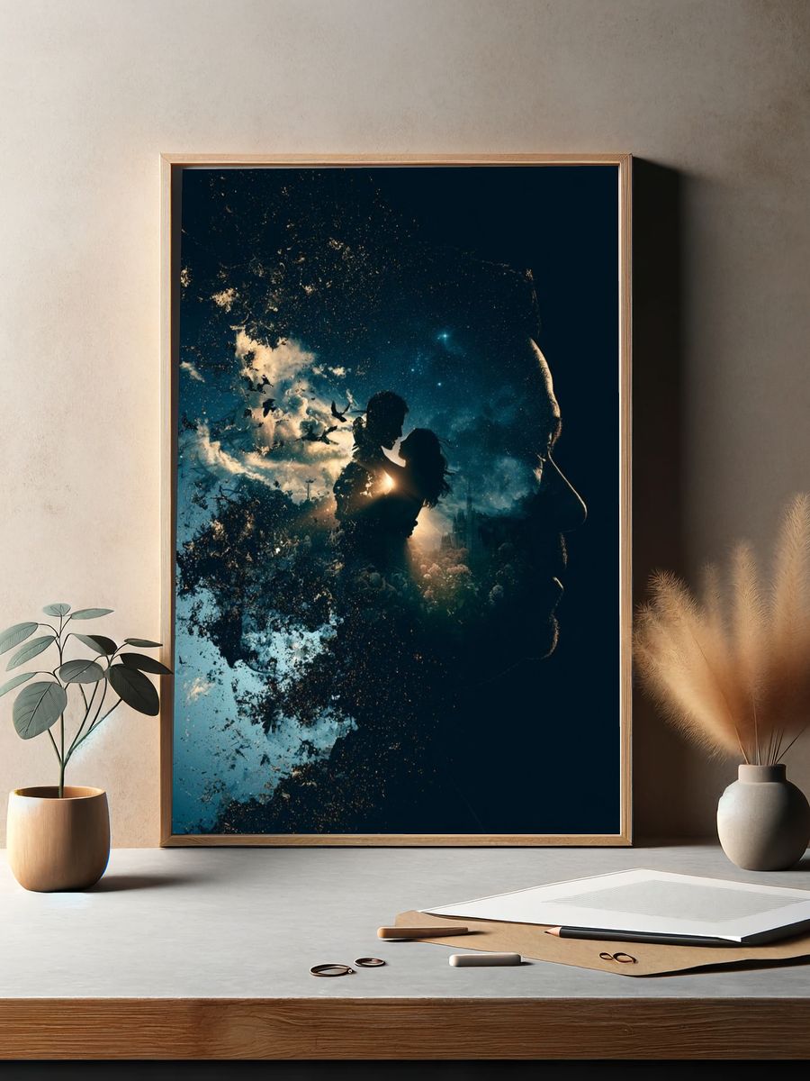 Dreamlike Lovers Silhouette Print. — room view 2