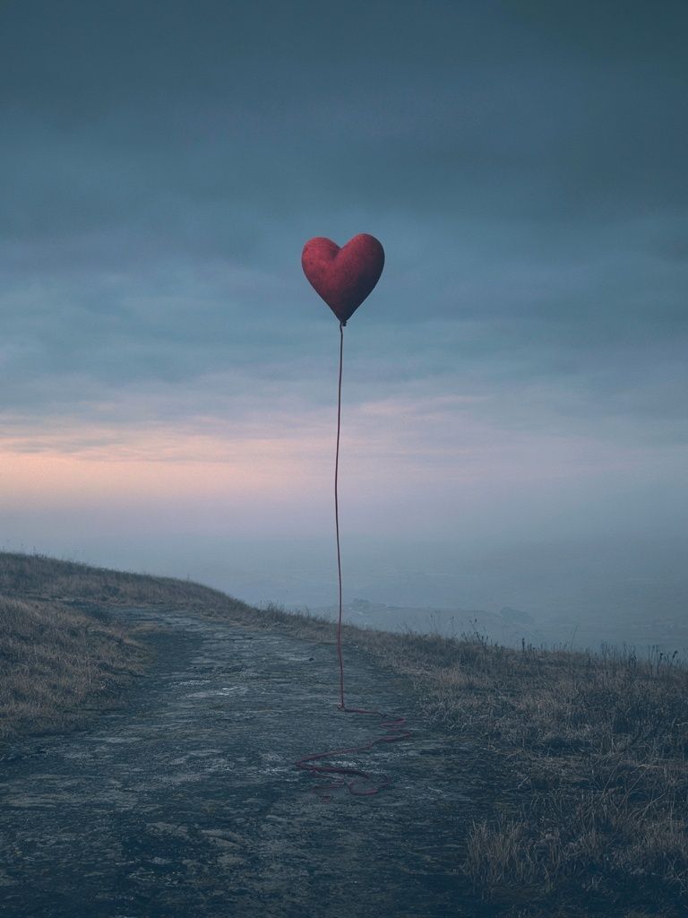 Heart Balloon Landscape Print. poster — love-romantic art