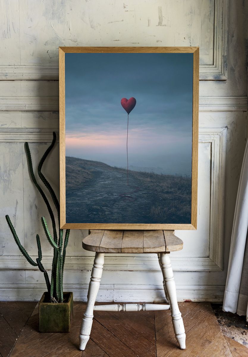 Heart Balloon Landscape Print. — room view 1