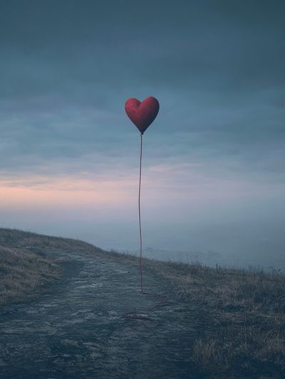 Heart Balloon Landscape Print. poster