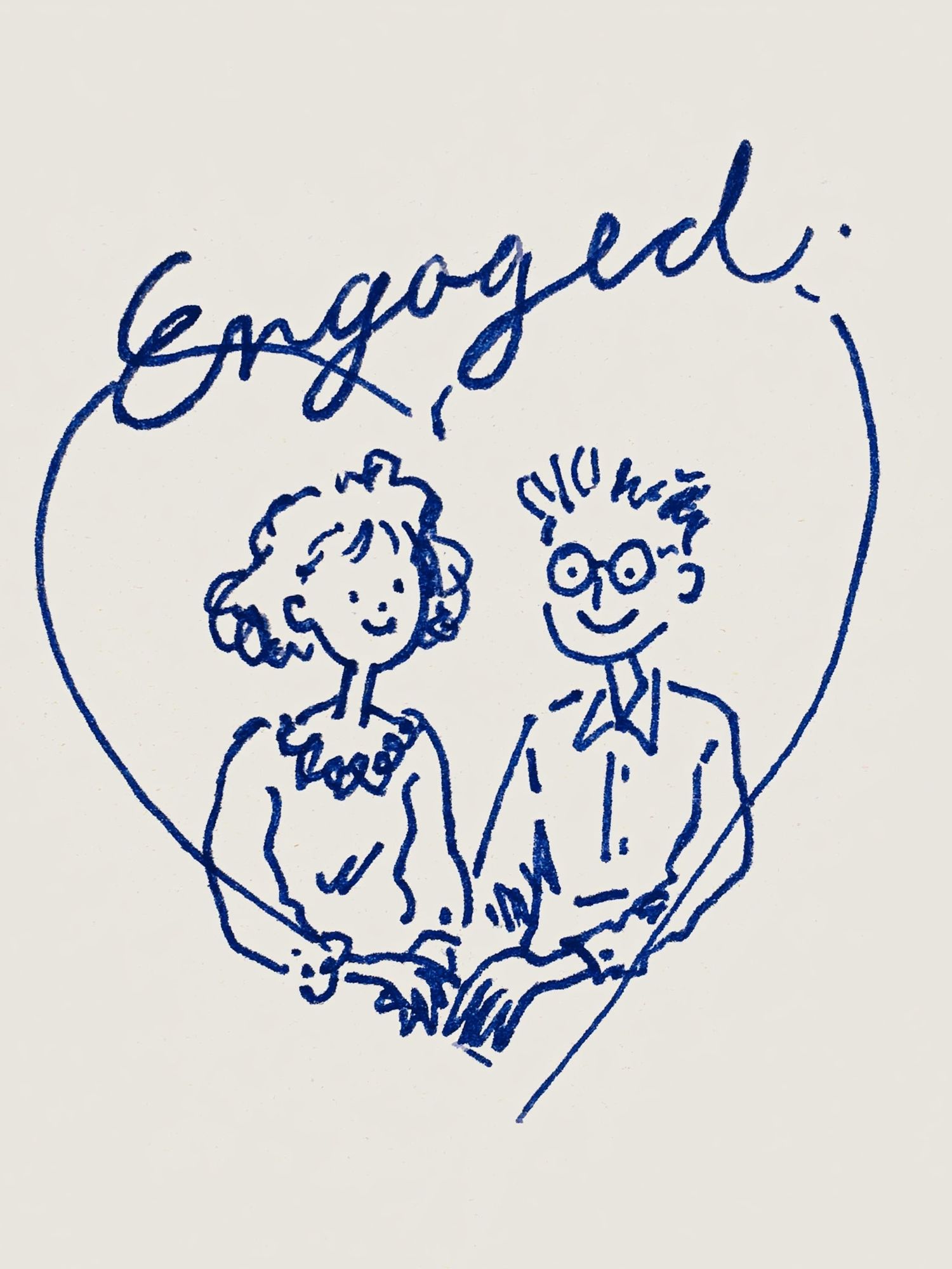 Engaged Couple Line Art Print. poster — love-romantic art