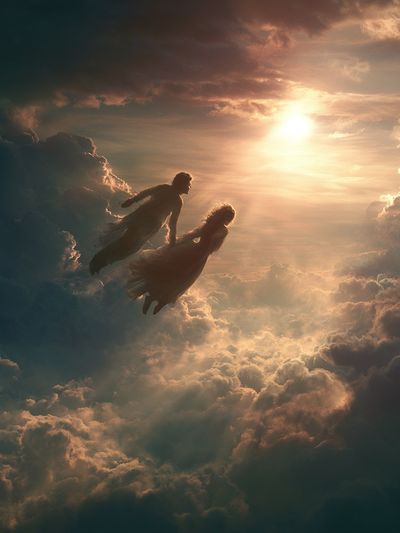 Celestial Lovers in the Clouds Poster. poster