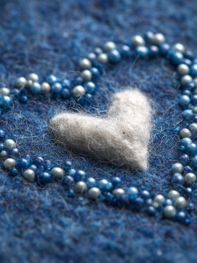 Blue Felt Heart Typography Print. poster print