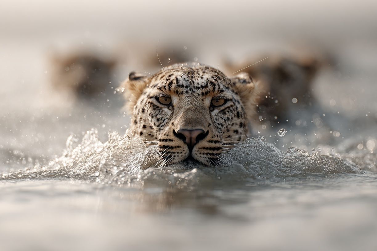 Leopard in Water Photography Poster. poster — photography art