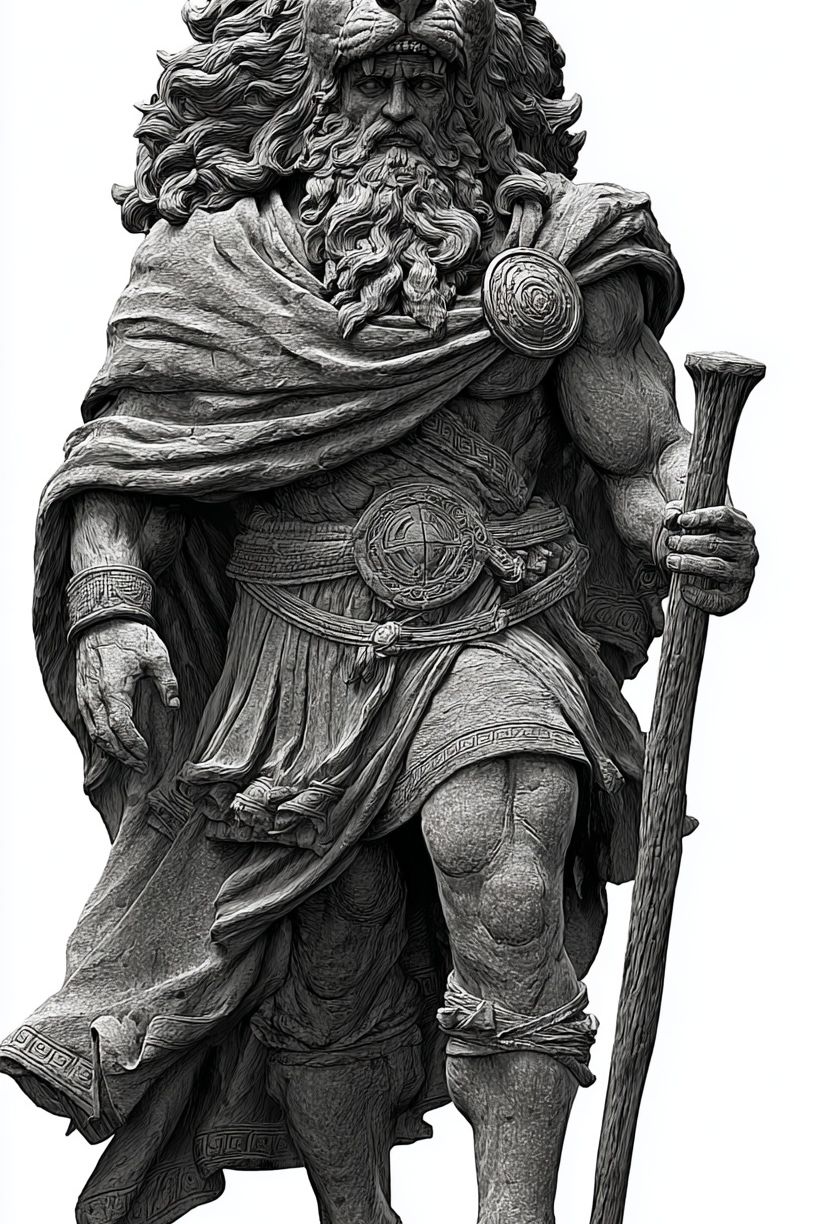 Lion Warrior Sculpture Poster. poster detail