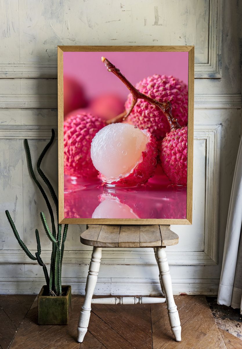 Lychee Fruit Close-Up — Food Print. — room view 1