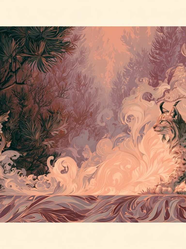 Lynx Forest Dreamscape Print. poster detail