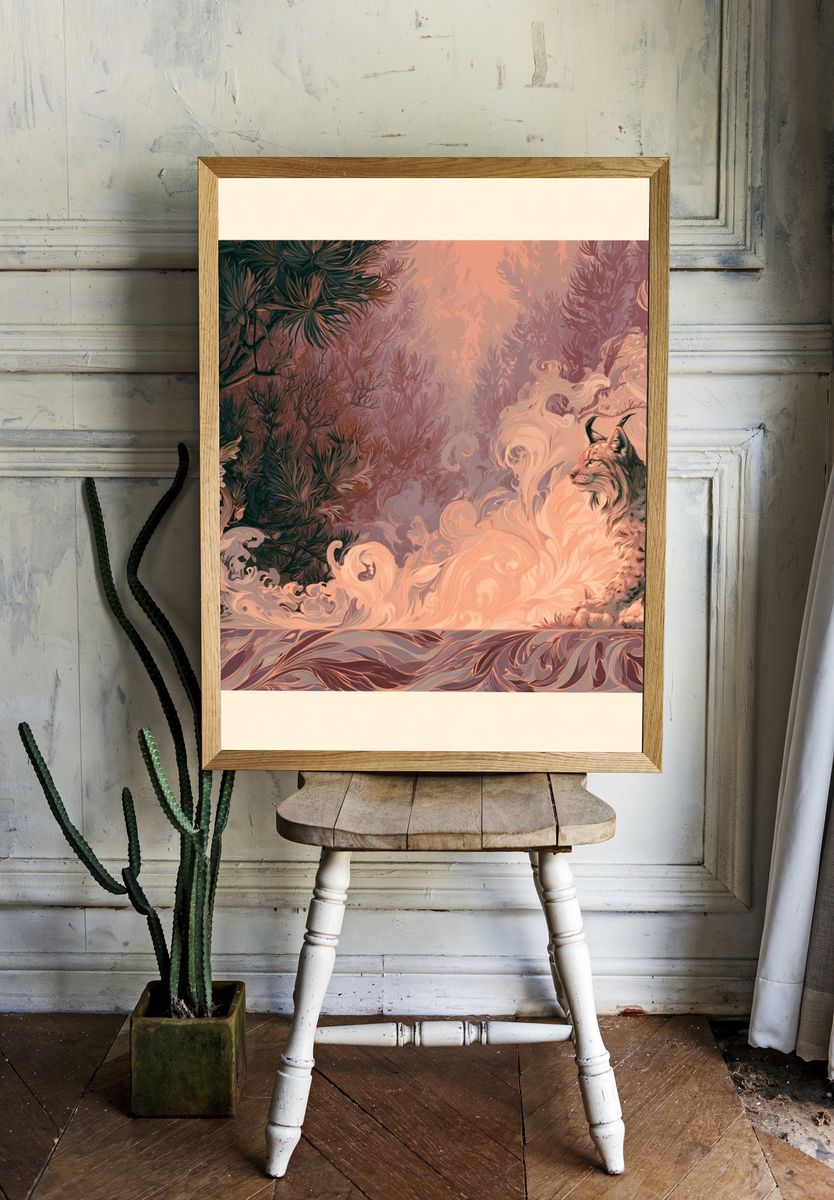 Lynx Forest Dreamscape Print. — room view 1