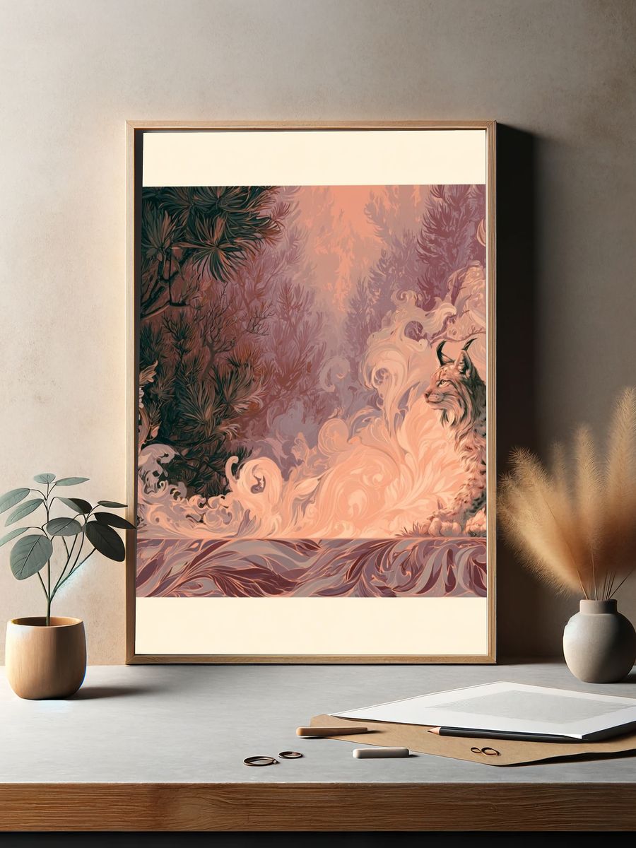 Lynx Forest Dreamscape Print. — room view 2