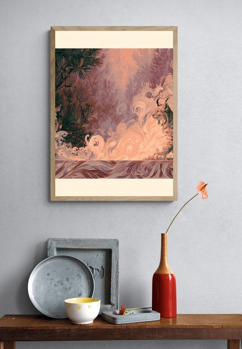 Lynx Forest Dreamscape Print. — room view 3
