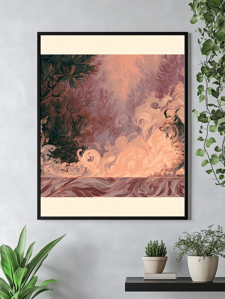 Lynx Forest Dreamscape Print. — room view 4