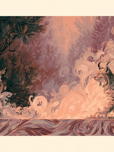 Lynx Forest Dreamscape Print. poster