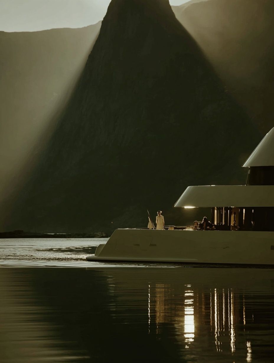 Luxury Yacht at Sunset — Photography Print. poster detail