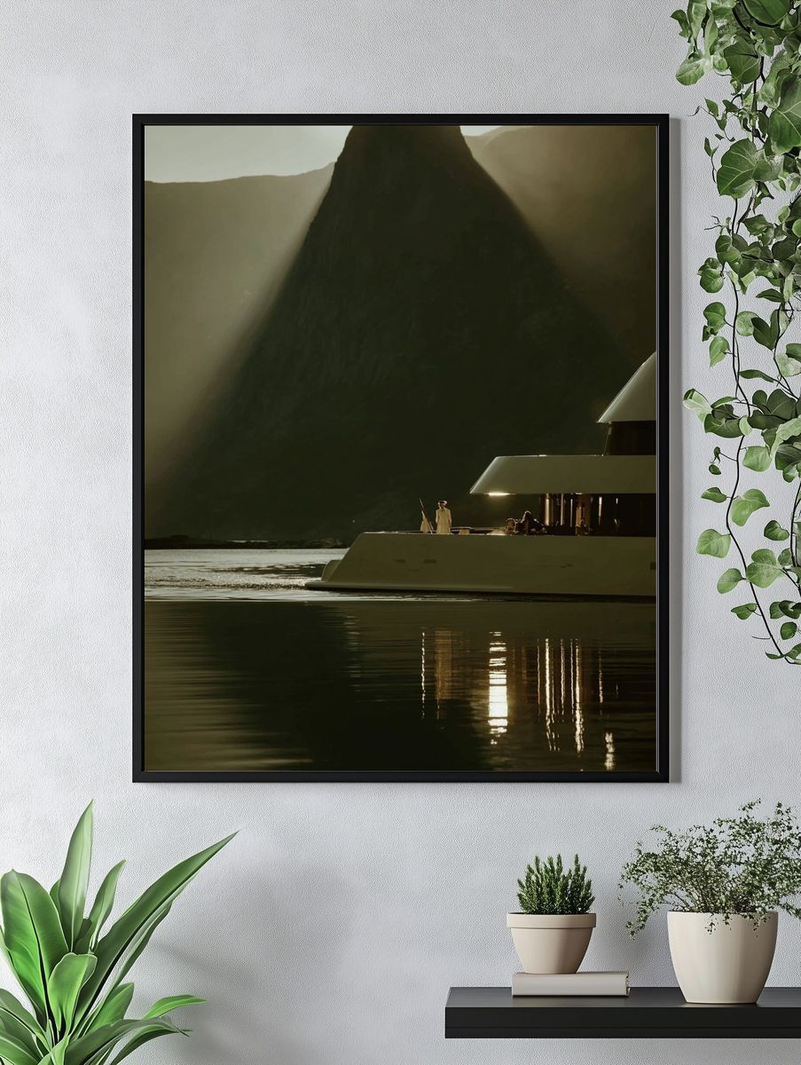 Luxury Yacht at Sunset — Photography Print. — room view 4