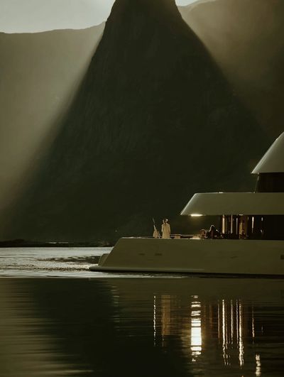 Luxury Yacht at Sunset — Photography Print. poster print