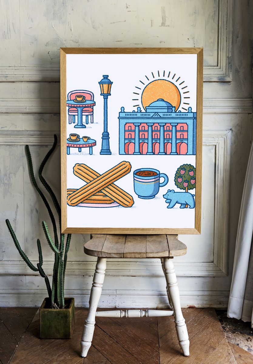 Madrid Icons Illustration Poster. room preview