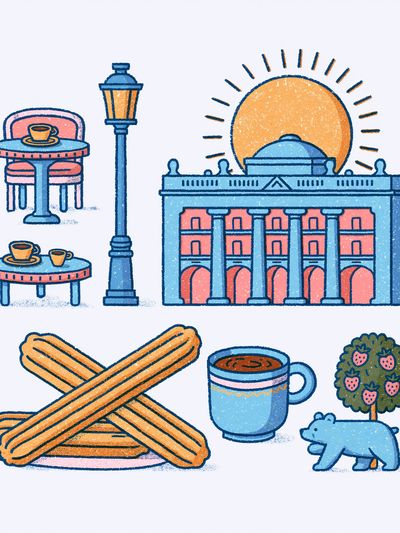 Madrid Icons Illustration Poster. poster