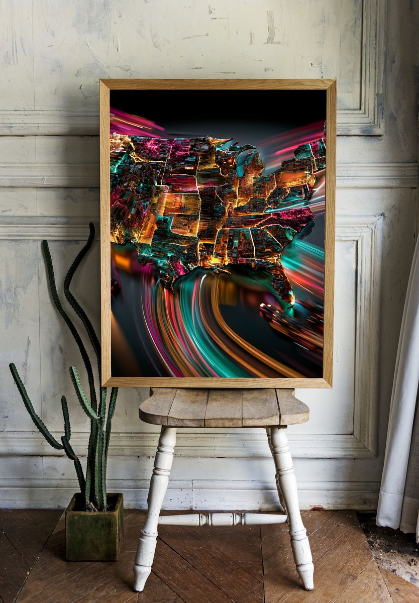 Neon USA Abstract Poster. — room view 1