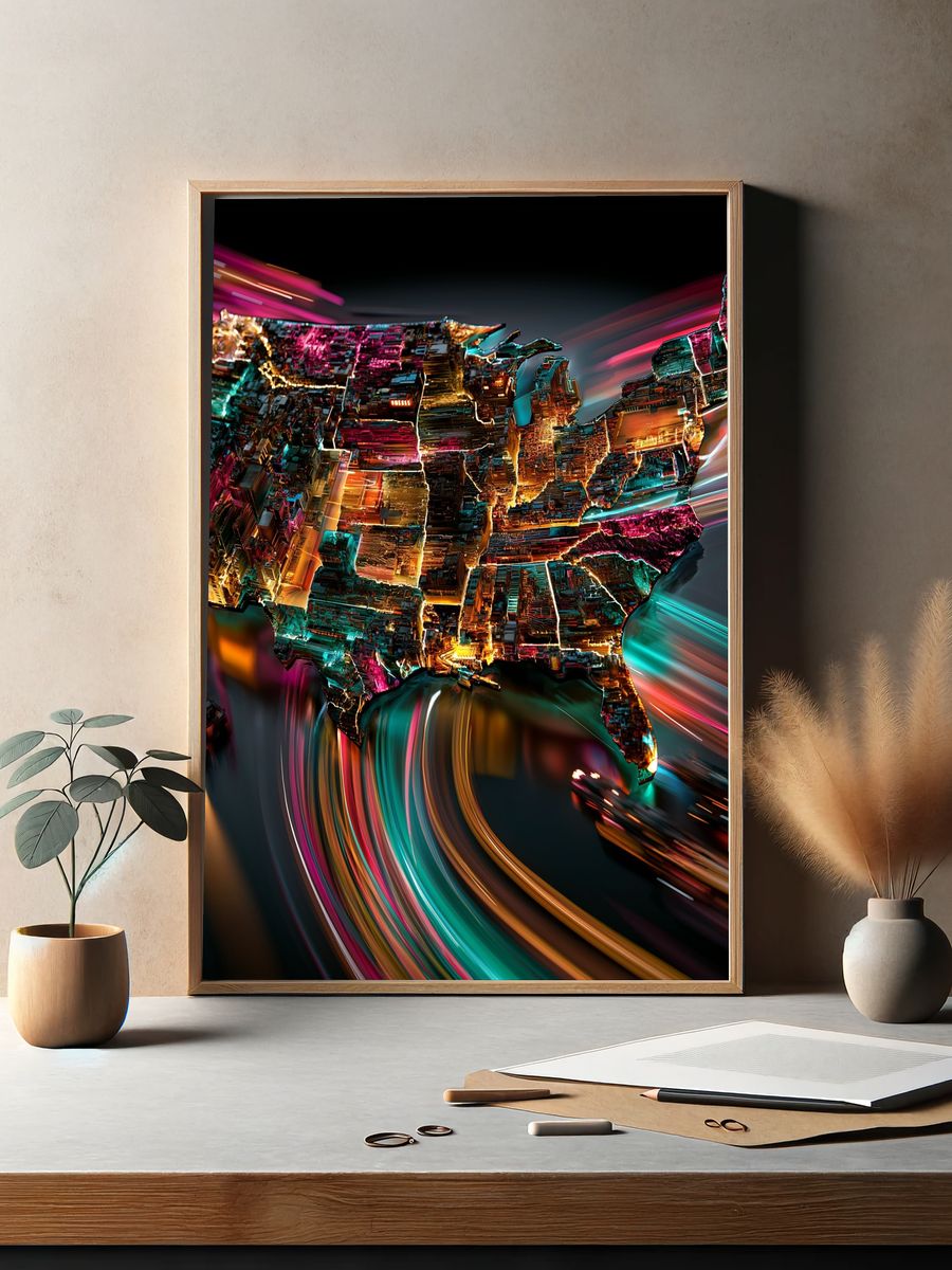 Neon USA Abstract Poster. — room view 2