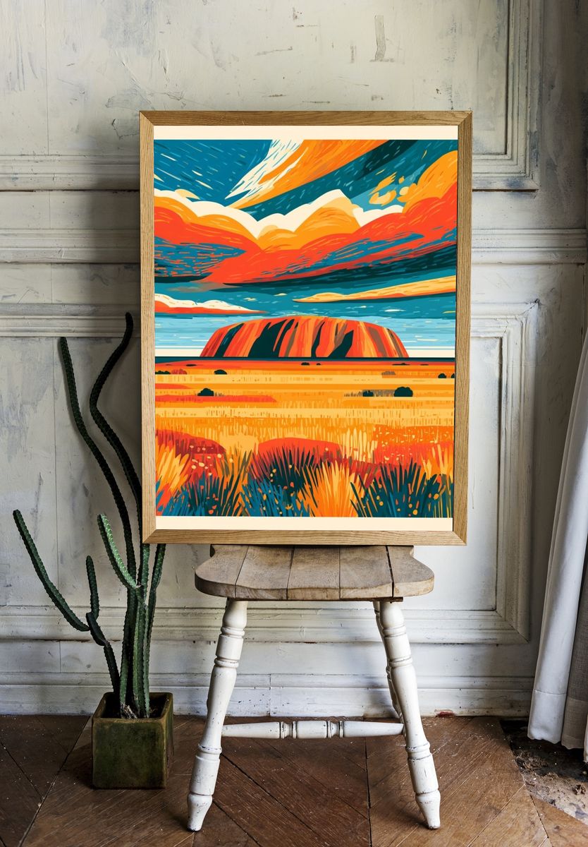 Uluru Sunset Landscape Print. — room view 1