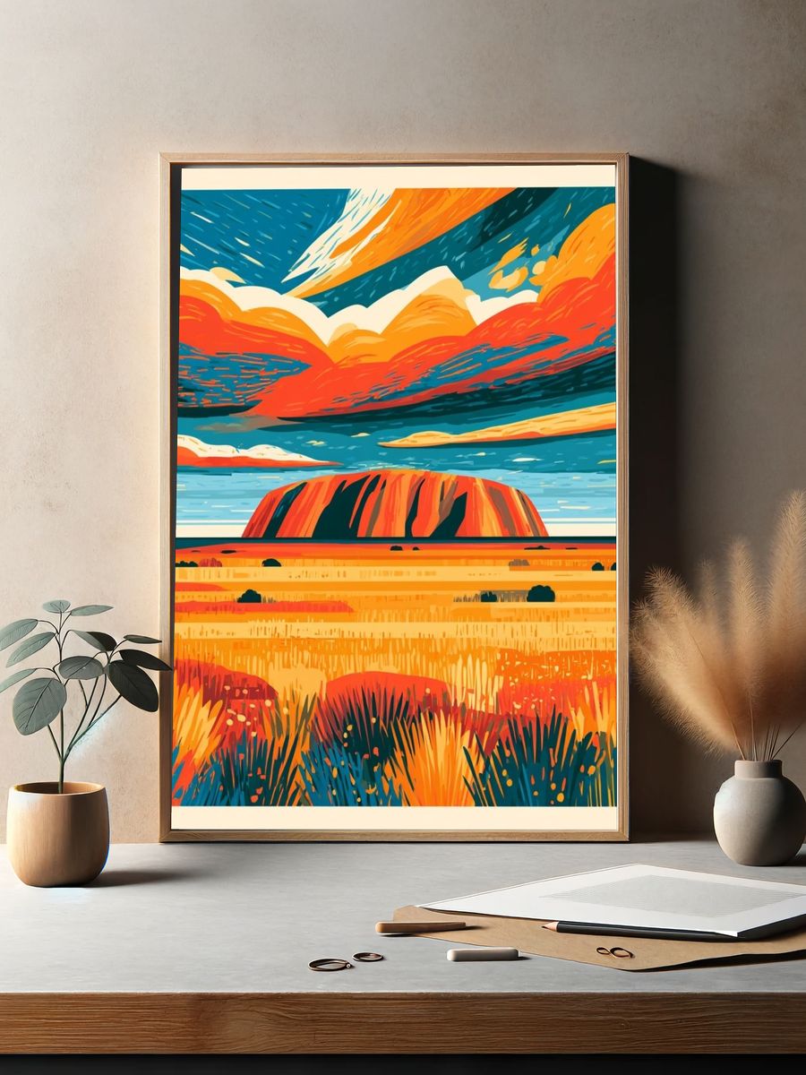 Uluru Sunset Landscape Print. — room view 2