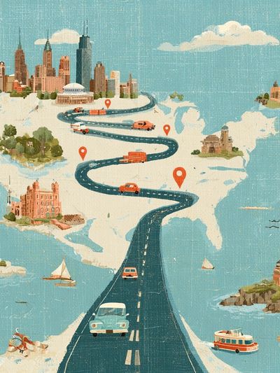 USA Road Trip Travel Poster.