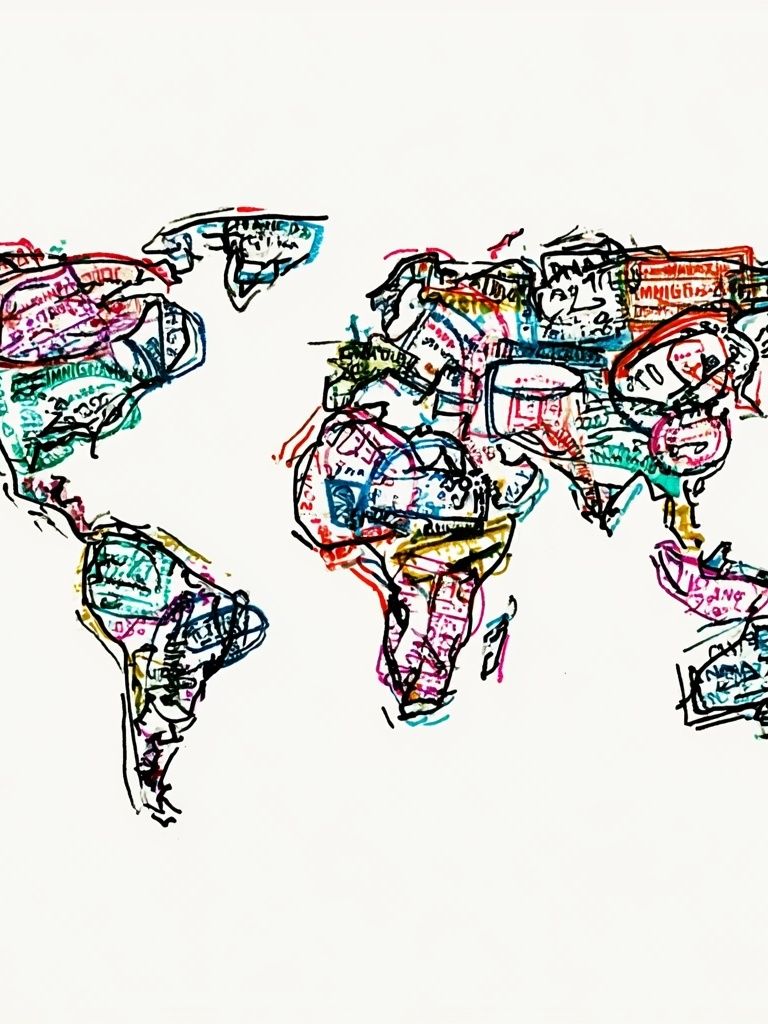 Hand-Drawn World Map Illustration Poster. poster detail
