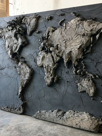Textured World Map Contemporary Print. poster