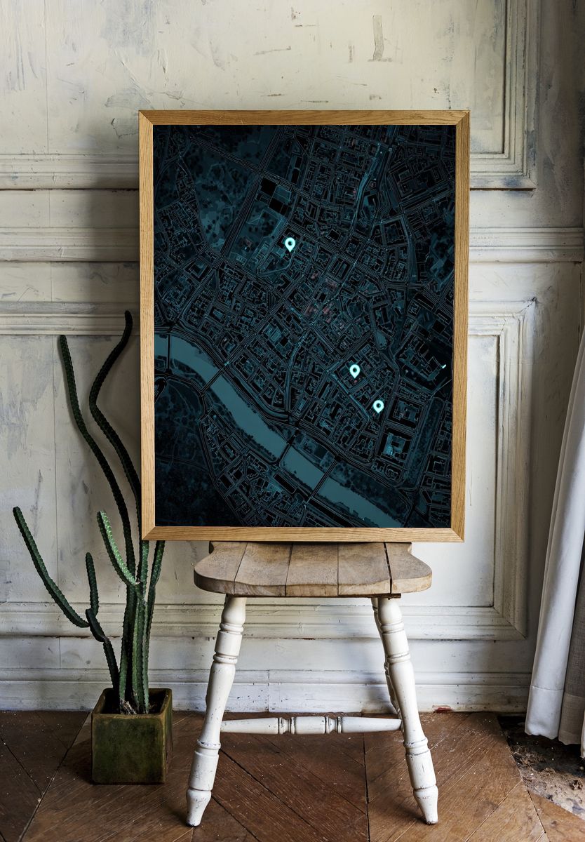 Neon City Map Poster. — room view 1