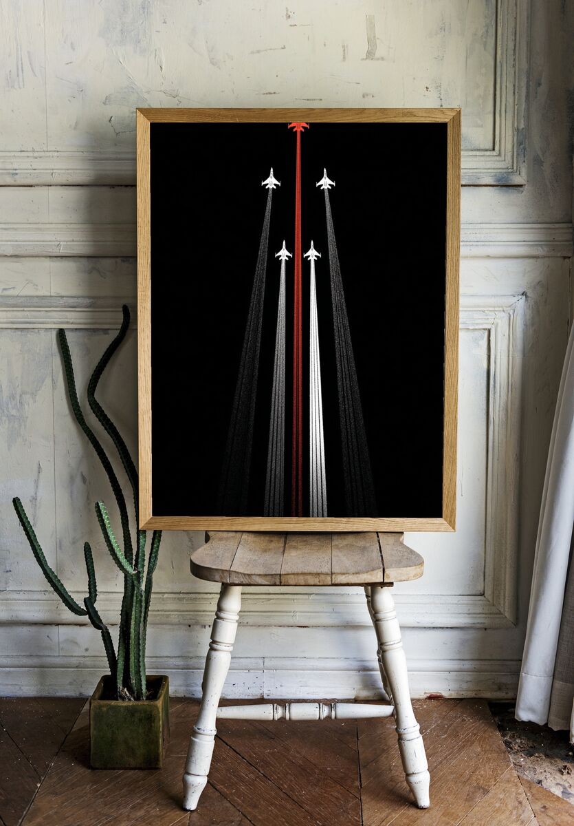 Airplanes in Formation — Minimalist Print. — room view 1