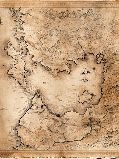 Antique Fantasy Coastline Map Print. poster