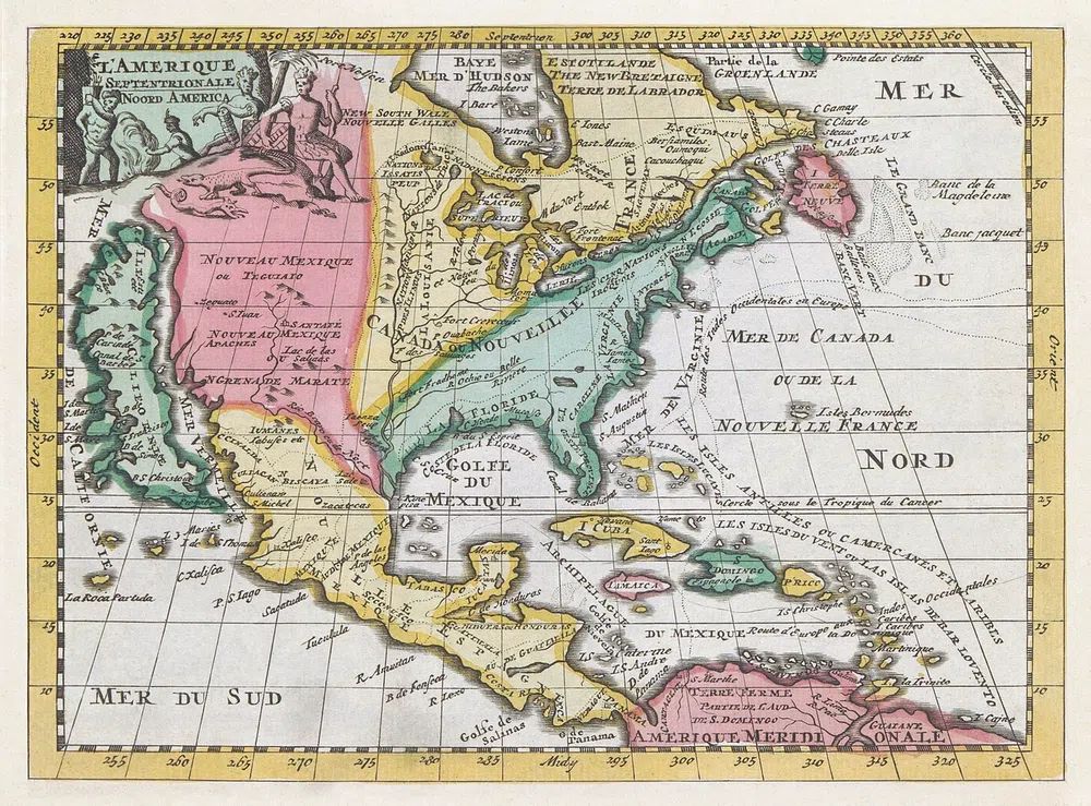 Vintage Map of North America — Antique Print. poster — maps-travel art