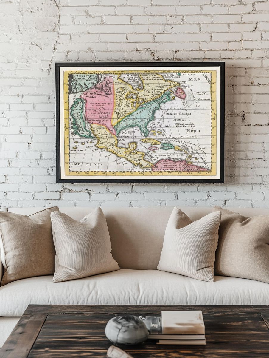 Vintage Map of North America — Antique Print room preview