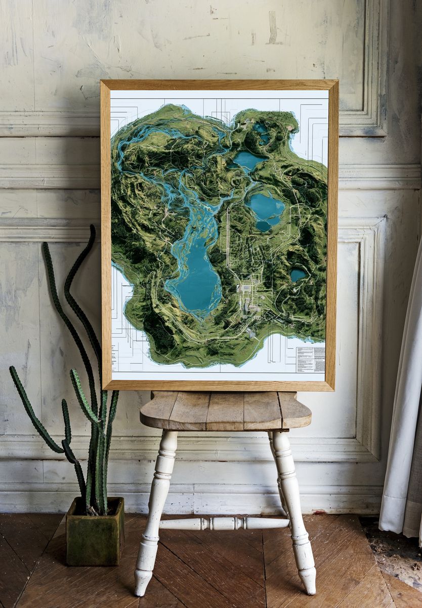 Topographic Island Map Print. room preview