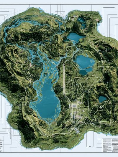 Topographic Island Map Print. poster print