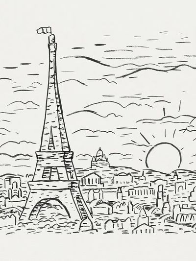 View of the Eiffel Tower in Paris (ca. 1891–1941). poster
