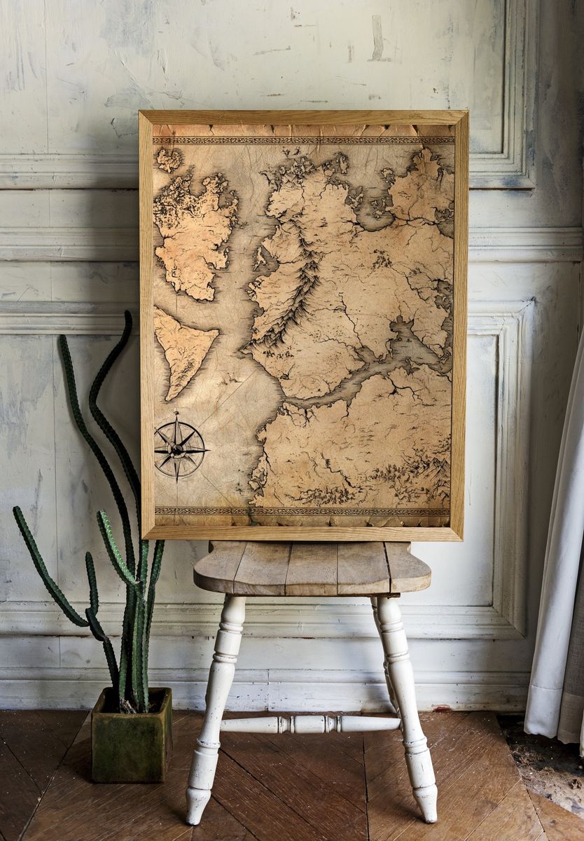 Antique Fantasy Map Vintage Print. room preview