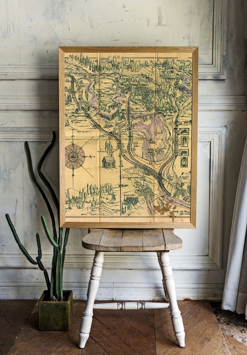Fantasy Map Vintage Print. room preview