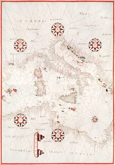 Vintage Map of Europe and Africa — Travel Print. poster print