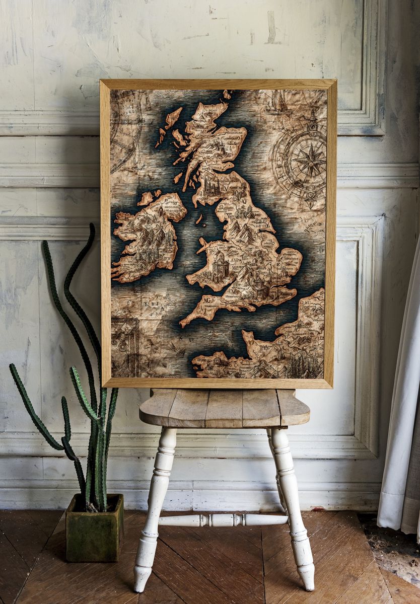 Vintage Map of Britain Poster. room preview