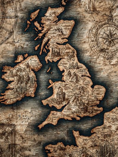 Vintage Map of Britain Poster. poster