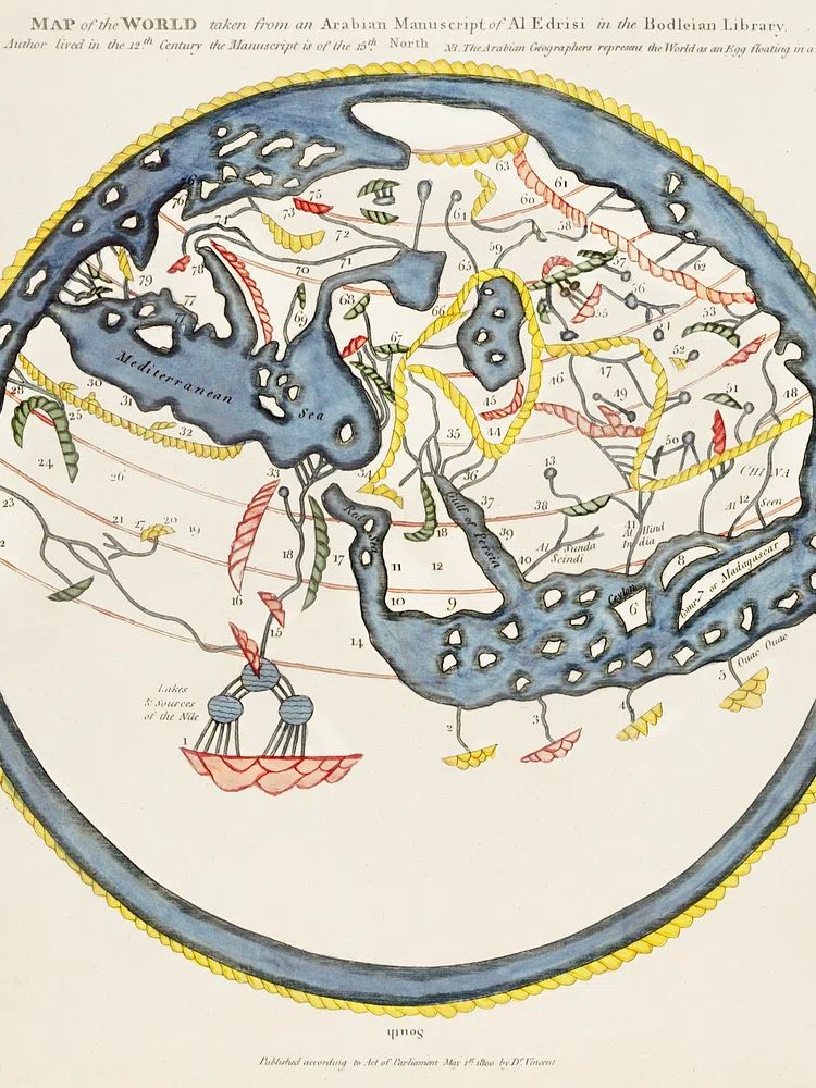 Historical World Map — Vintage Print. poster — maps-travel art