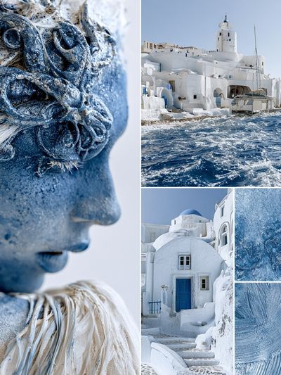 Santorini Blue Collage Poster.