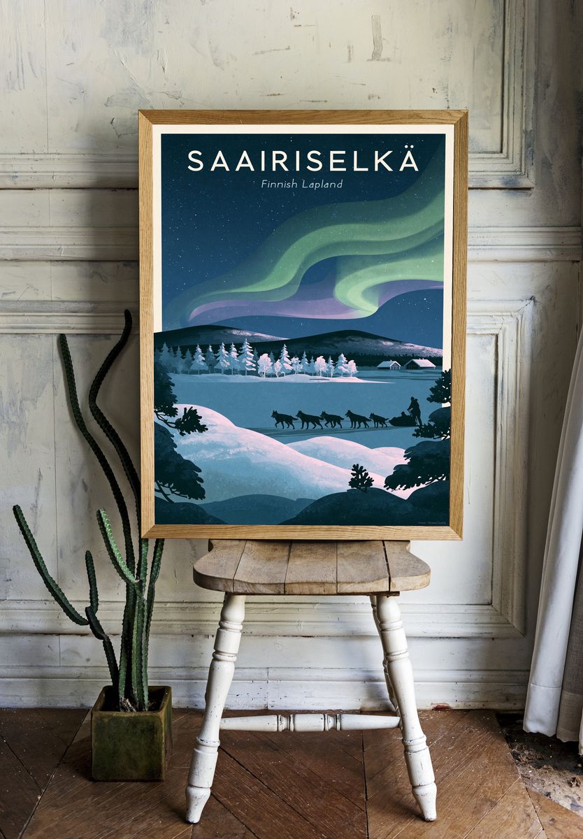 Saariselkä Northern Lights Travel Poster. — room view 1